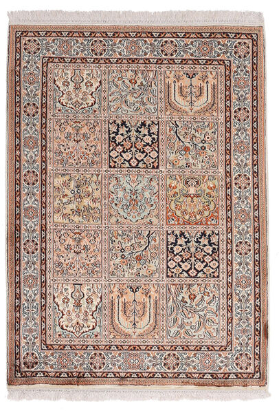  Kashmir Pure Silk Rug 84X117 Authentic
 Oriental Handknotted Dark Brown/White/Creme (Silk, India)