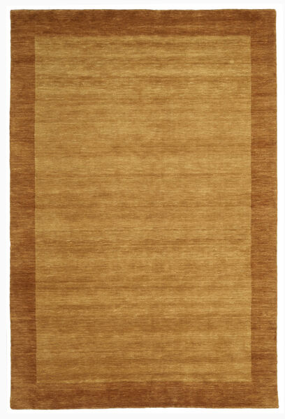  200X300 Plain (Single Colored) Handloom Frame Rug - Gold Wool, 