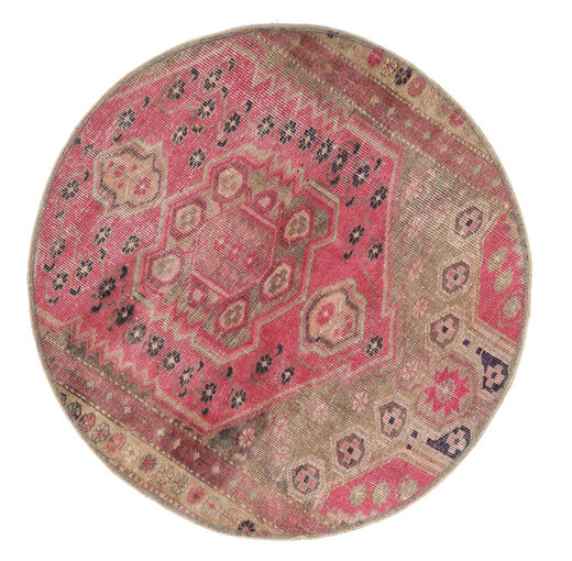  Vintage Heritage Rug Ø 100 Authentic
 Modern Handknotted Round Brown/Pink (Wool, Persia/Iran)