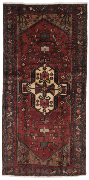  Hamadan Rug 100X195 Authentic
 Oriental Handknotted Black/Dark Brown (Wool, Persia/Iran)