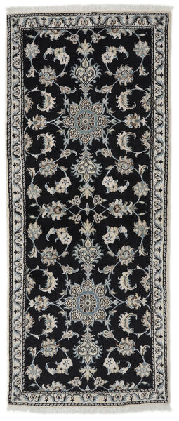  Nain Rug 80X194 Authentic
 Oriental Handknotted Runner
 Black/Dark Grey (Wool, Persia/Iran)