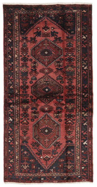  Hamadan Rug 102X205 Authentic
 Oriental Handknotted Black/Dark Brown (Wool, Persia/Iran)