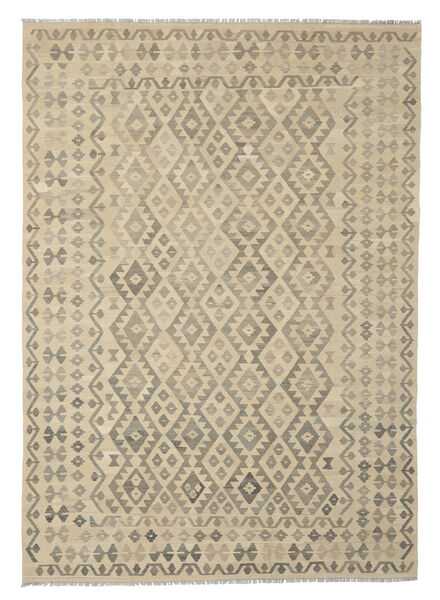  Kilim Afghan Old Style Rug 205X293 Authentic
 Oriental Handwoven Olive Green/Light Brown (Wool, Afghanistan)