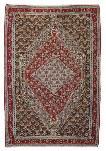  Kilim Senneh Rug 203X299 Authentic
 Oriental Handwoven Dark Brown/Black (Wool, Persia/Iran)