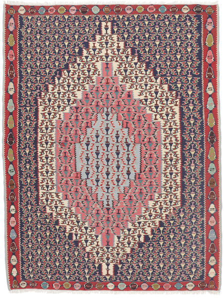  Kilim Senneh Fine Rug 120X156 Persian Wool Rug Dark Red/Black Small Rug 