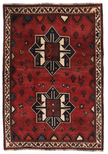  Shiraz Rug 112X163 Authentic
 Oriental Handknotted Black/Dark Red (Wool, Persia/Iran)