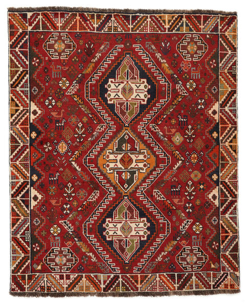 Shiraz Rug 125X152 Authentic
 Oriental Handknotted Dark Red/Dark Brown/Black (Wool, Persia/Iran)