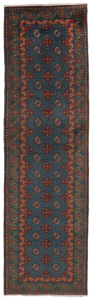  Afghan Rug 85X295 Authentic
 Oriental Handknotted Hallway Runner
 Black/Dark Brown (Wool, Afghanistan)