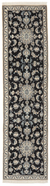  Nain Rug 78X295 Authentic
 Oriental Handknotted Runner
 Black/Dark Grey (Wool, Persia/Iran)