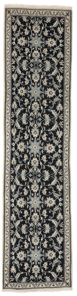  Nain Rug 74X312 Authentic
 Oriental Handknotted Runner
 Black/Dark Grey (Wool, Persia/Iran)