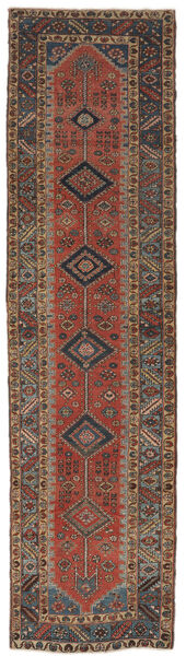  Heriz Ca. 1930 Rug 100X377 Authentic
 Oriental Handknotted Runner
 Black/Dark Brown (Wool, Persia/Iran)