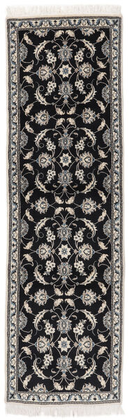  Nain Rug 76X255 Authentic
 Oriental Handknotted Runner
 Black/Dark Grey (Wool, Persia/Iran)