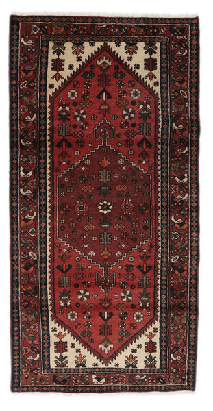  Hamadan Rug 97X191 Authentic
 Oriental Handknotted Black/Dark Brown (Wool, Persia/Iran)