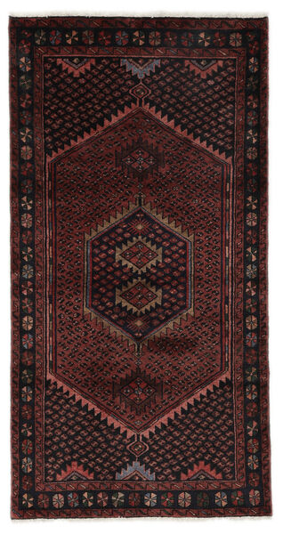  Hamadan Rug 100X193 Authentic
 Oriental Handknotted Black/Beige (Wool, Persia/Iran)