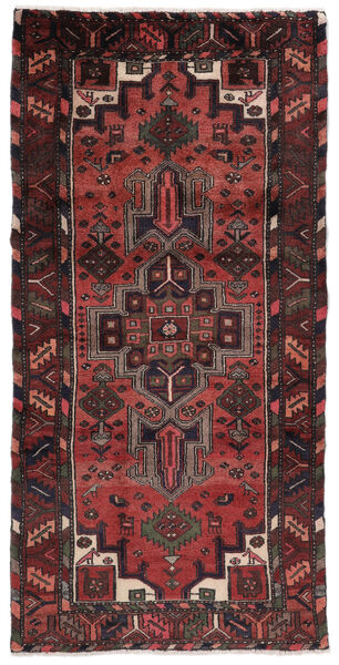Hamadan Rug Rug 100X200 Black/Dark Red (Wool, Persia/Iran)