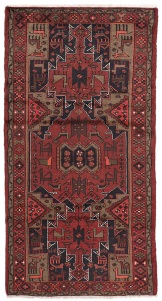 Hamadan Rug Rug 104X195 Black/Dark Red (Wool, Persia/Iran)