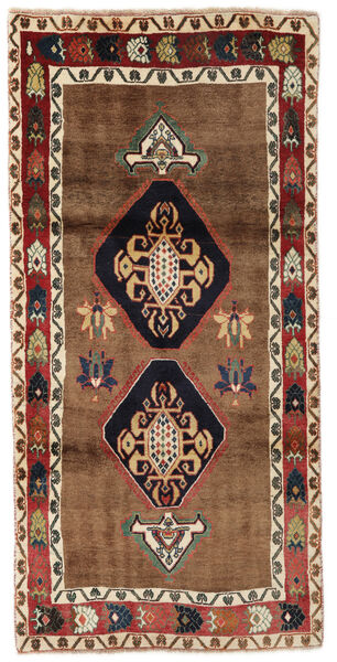  Qashqai Rug 102X208 Authentic
 Oriental Handknotted Dark Brown/Black (Wool, Persia/Iran)