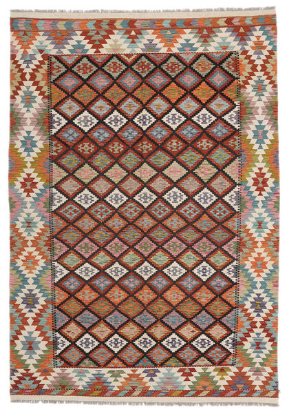  Kilim Afghan Old Style Rug 206X293 Authentic
 Oriental Handwoven Dark Brown/Dark Red (Wool, Afghanistan)