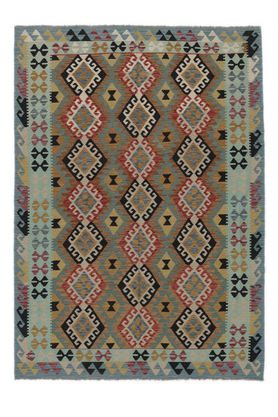  Kilim Afghan Old Style Rug 204X288 Authentic
 Oriental Handwoven Dark Brown/White/Creme (Wool, Afghanistan)