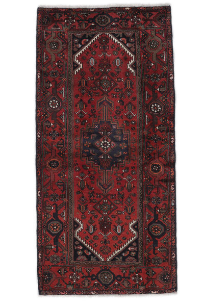 100X209 Hamadan Rug Rug Authentic
 Oriental Handknotted Black/Dark Red (Wool, Persia/Iran)