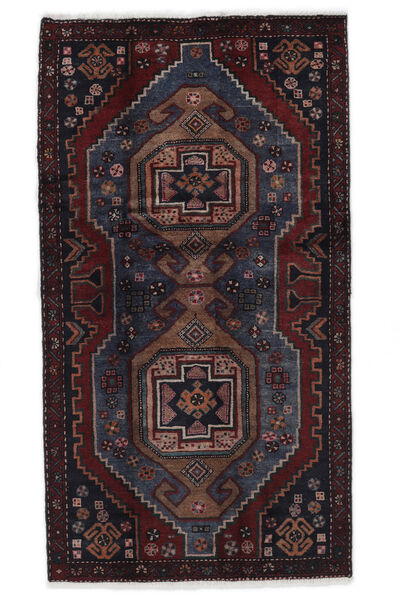  Persian Hamadan Rug Rug 96X178 Black/Dark Red (Wool, Persia/Iran)
