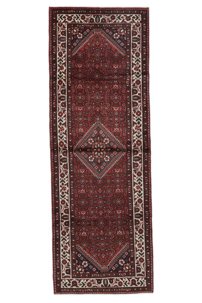 111X317 Hosseinabad Rug Rug Authentic
 Oriental Handknotted Runner
 Black/Dark Red (Wool, Persia/Iran)