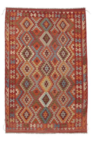  Kilim Afghan Old Style Rug 201X302 Authentic
 Oriental Handwoven Dark Brown/White/Creme (Wool, Afghanistan)