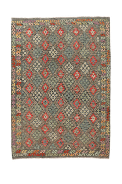  Kilim Afghan Old Style Rug 204X285 Authentic
 Oriental Handwoven Dark Brown/Dark Green (Wool, Afghanistan)