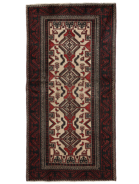  Persian Baluch Rug 98X195 Black/Brown 