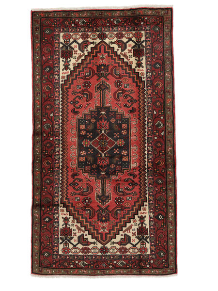 Handknotted Hamadan Rug 100X186 Persian Wool Rug Black/Dark Red Small Rug 