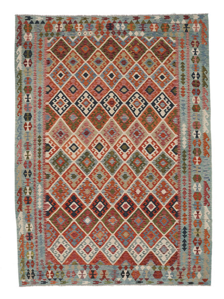  Kilim Afghan Old Style Rug 258X357 Authentic
 Oriental Handwoven Dark Brown/Dark Green Large (Wool, Afghanistan)