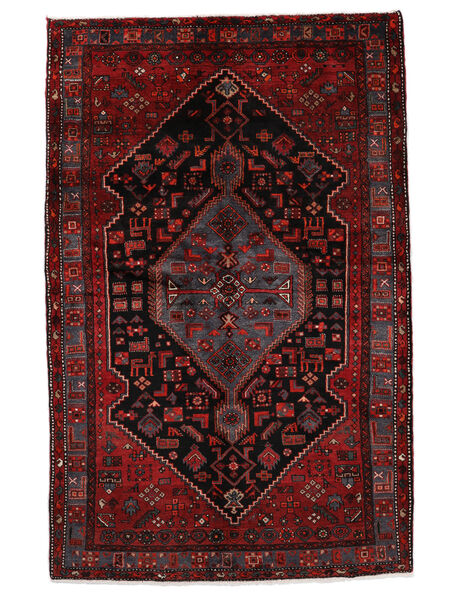  145X225 Hamadan Rug Rug Black/Dark Red Persia/Iran 