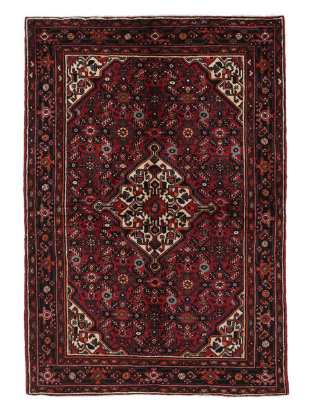  160X225 Hosseinabad Rug Handknotted Rug Black/Dark Red Persia/Iran 