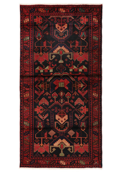  Oriental Hamadan Rug Rug 107X212 Black/Dark Red (Wool, Persia/Iran)