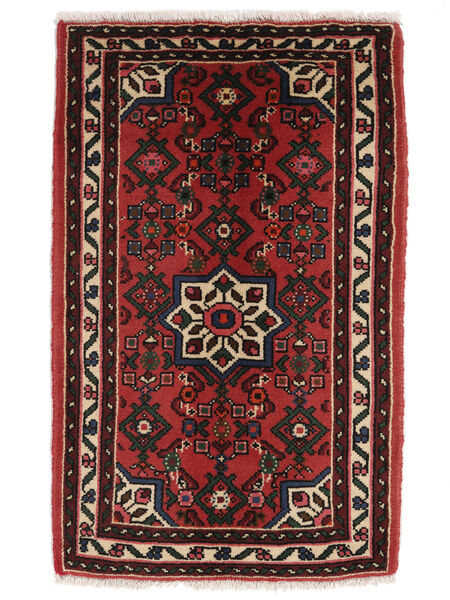  Persian Hosseinabad Rug 63X100 Black/Dark Red (Wool, Persia/Iran)