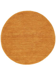 Handloom Ø 250 Large Orange Plain (Single Colored) Round Wool Rug Rug 