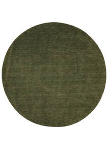  Handloom - Green Rug Ø 150 Modern Round Black/White/Creme (Wool, India)