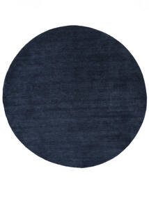  Wool Rug Ø 150 Handloom Dark Blue Round Small Rug 