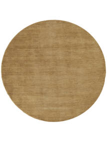 Handloom Ø 150 Small Beige Plain (Single Colored) Round Wool Rug 