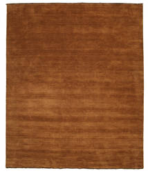 Handloom Fringes 250X300 Large Brown Plain (Single Colored) Wool Rug Rug 