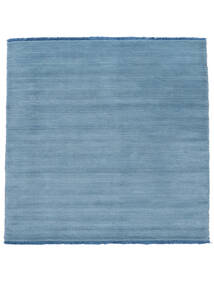  Wool Rug 250X250 Handloom Fringes Light Blue Square Large 