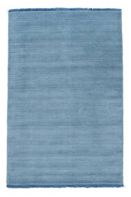 Handloom Fringes 200X300 Light Blue Plain (Single Colored) Wool Rug 