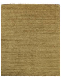 Handloom Fringes 200X250 Olive Green Plain (Single Colored) Wool Rug 