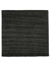 Handloom Fringes 200X200 Black/Grey Plain (Single Colored) Square Wool Rug Rug 