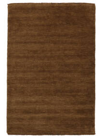 Handloom Fringes 160X230 Brown Plain (Single Colored) Wool Rug 