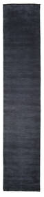  Handloom Fringes - Dark Blue Rug 80X400 Modern Hallway Runner
 Dark Blue/Black (Wool, India)