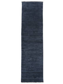 Handloom Fringes - Dark Blue Rug 80X250 Modern Runner
 Dark Grey/Black (Wool, India)