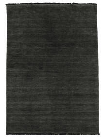  Wool Rug 80X120 Handloom Fringes Black/Grey Small 