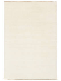 Handloom Fringes 250X350 Large Ivory White Plain (Single Colored) Wool Rug Rug 