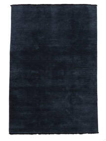 Handloom Fringes 80X120 Small Dark Blue Plain (Single Colored) Wool Rug Rug 